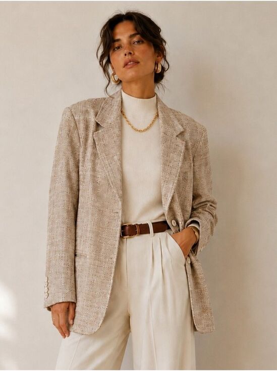 Austin Reed Jackets & Blazers - VINTAGE AUSTIN REED LUXURY 100% MATKA SILK TWEED BLAZER TAN QUIET LUXURY 12
